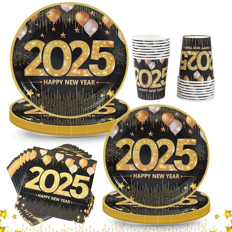 Description Picture 2 of itemChristmas Disposable Tableware Sets Merry Christmas Decorations Santa Claus Theme Paper Napkins Cups Plates Xmas Party Supplies