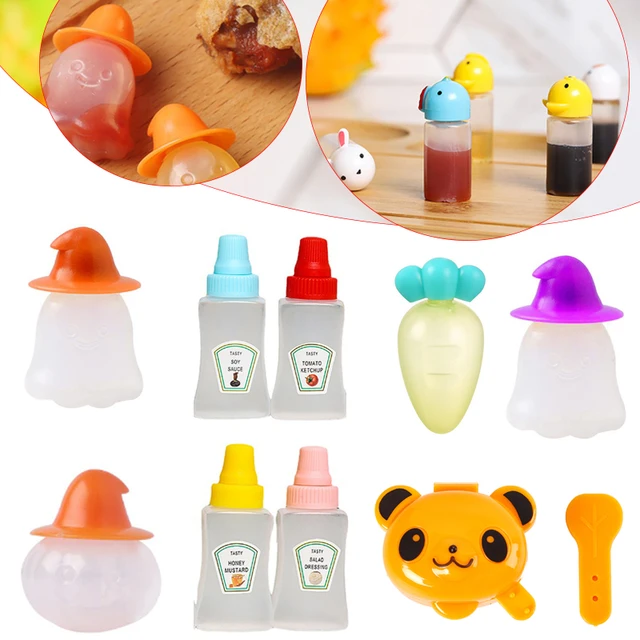 Cheap 1PC Mini Condiment Squeeze Bottle Cartoon Plastic Tomato Honey  Condiment Container Lunch Box Accessories Sauce