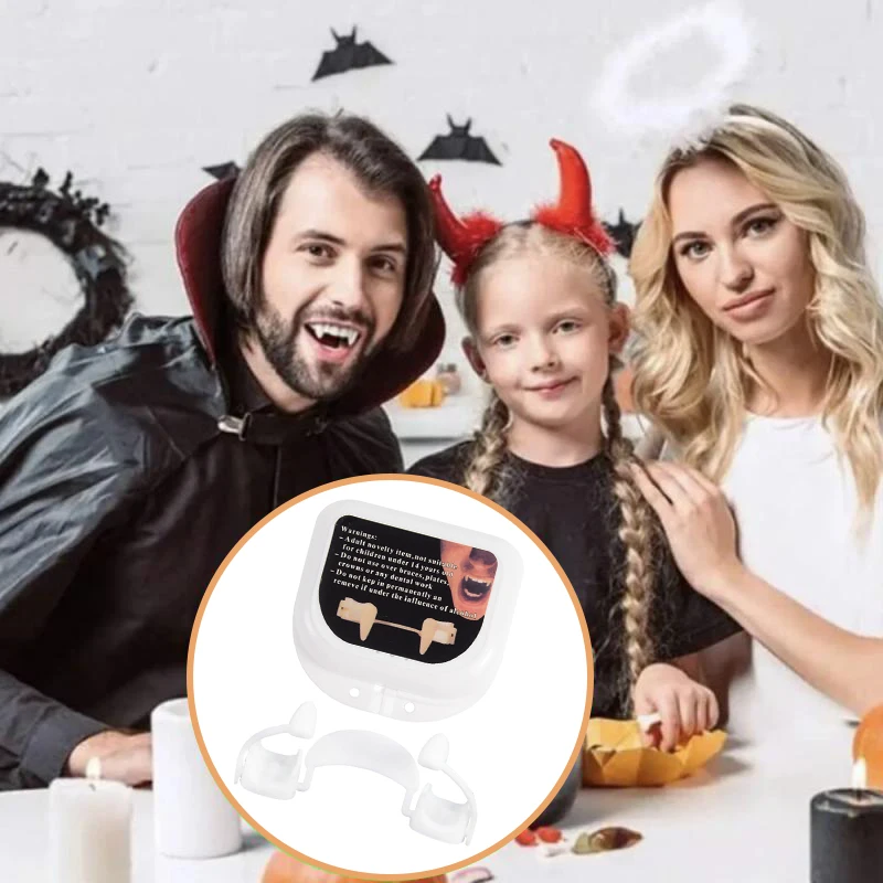 Vampir gefälschte Zähne einziehbare Prothesen Requisiten Kunst kostüm DIY Cosplay gefälschte Zähne Trick Requisiten Dekor Halloween Maskerade Supplie – Detail 4