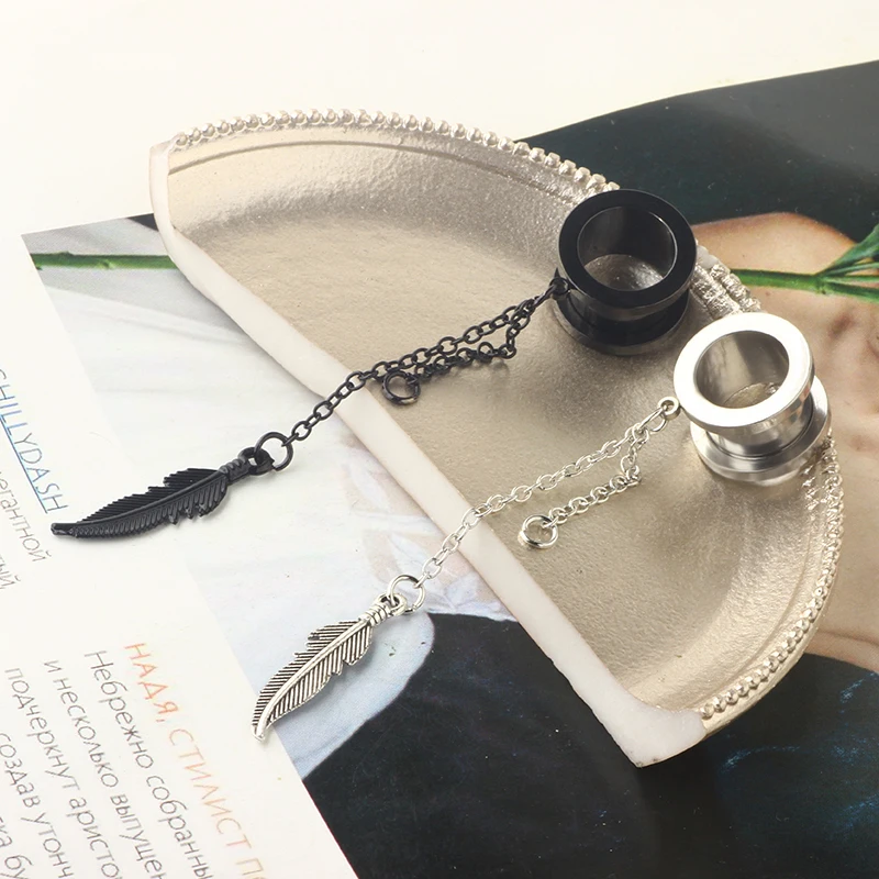 wholesales 6-20mm dangle ear tunnels for women men crosss spike chain piercing plugs and tunnels cheap factory price gauges for