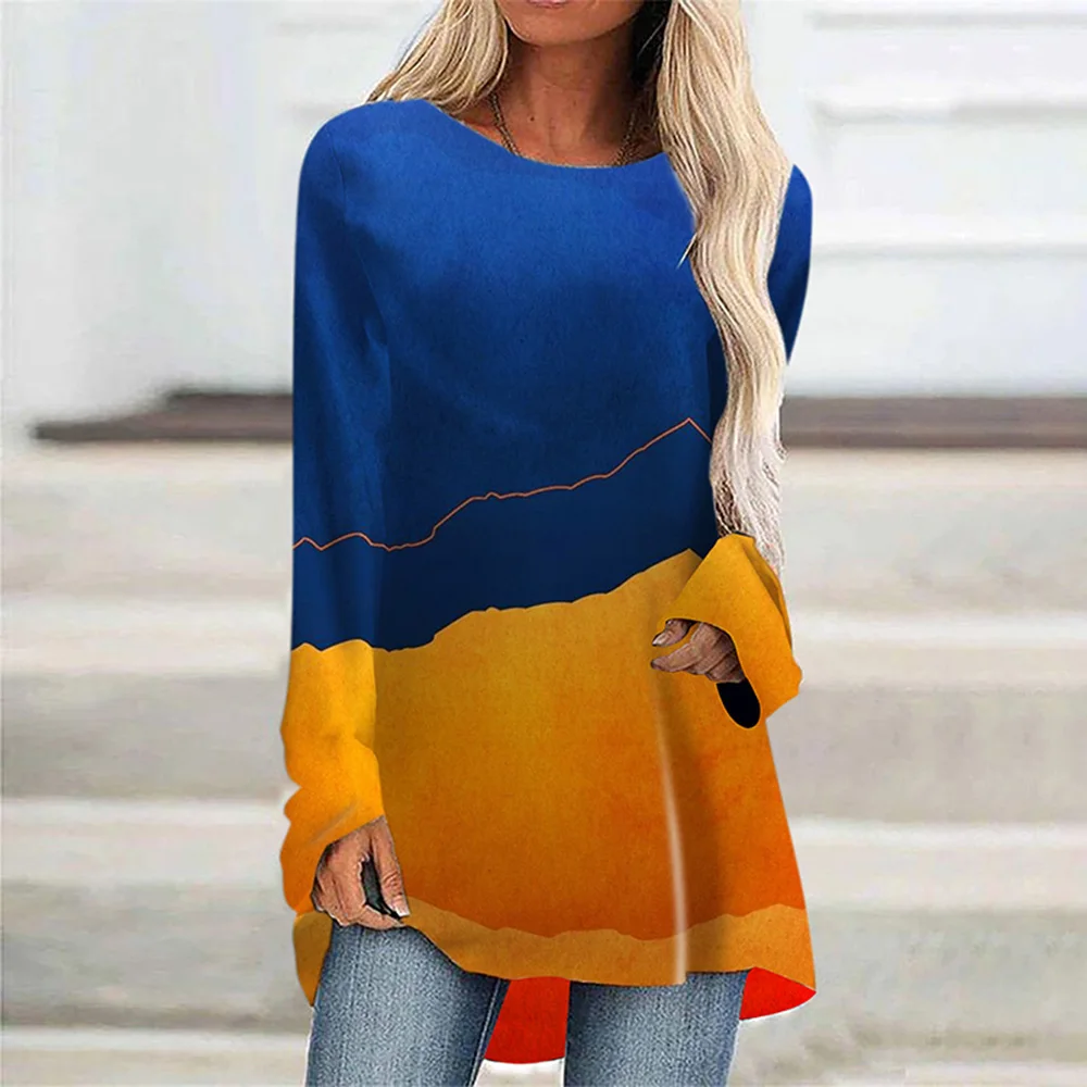 

Fashion Women's Long Sleeve Patchwork Plaids T-Shirt For Women Girls Party Clothing Loose Autumn Winter T-Shirt Top Tees