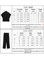 TFMLN Casual Set For Women Summer 2025 New Slim Lapel Zipper Short Sleeve Coat Top Wide Leg Pants Two Piece Set Leisure Black - Image 6