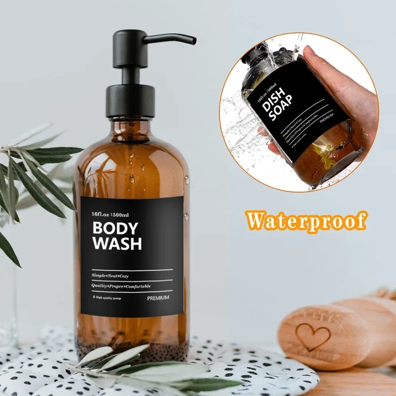 Bathroom Labels Sticker Set 6/7/8PCS Waterproof For Bottle