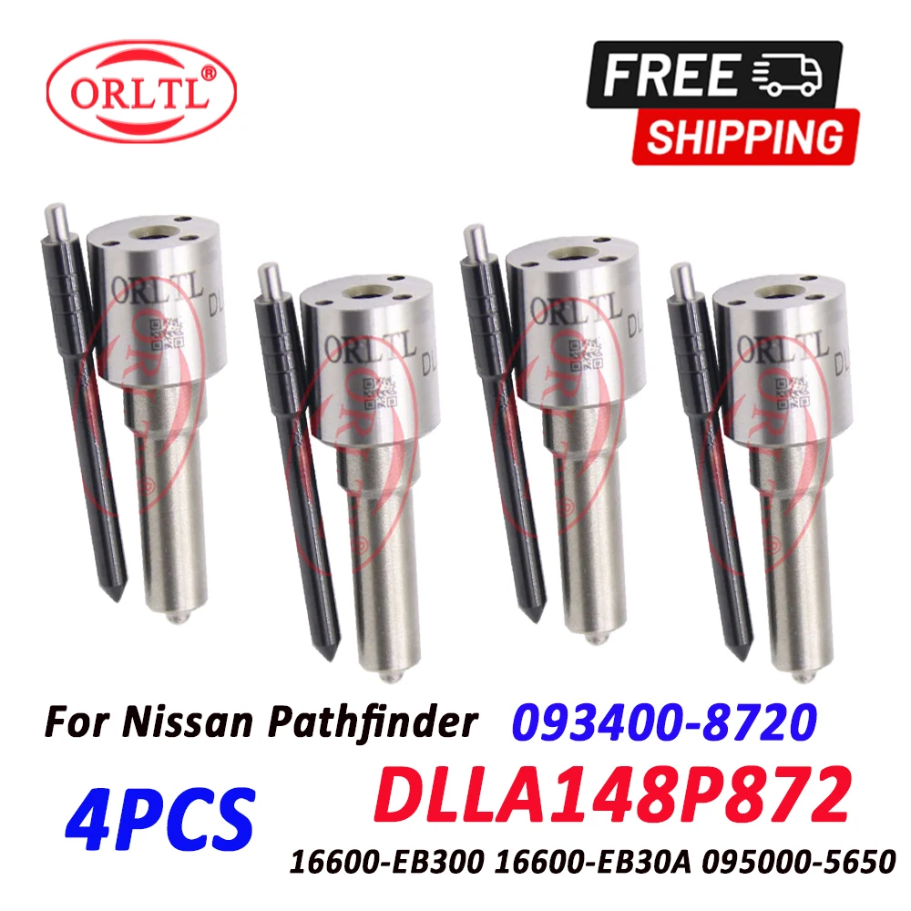 

ORLTL 4PCS DLLA148P872 Diesel Injector Nozzle 093400-8720 Fuel 095000-5650 Auto 16600-EB300 16600-EB30A 16600EB30E For Nissan