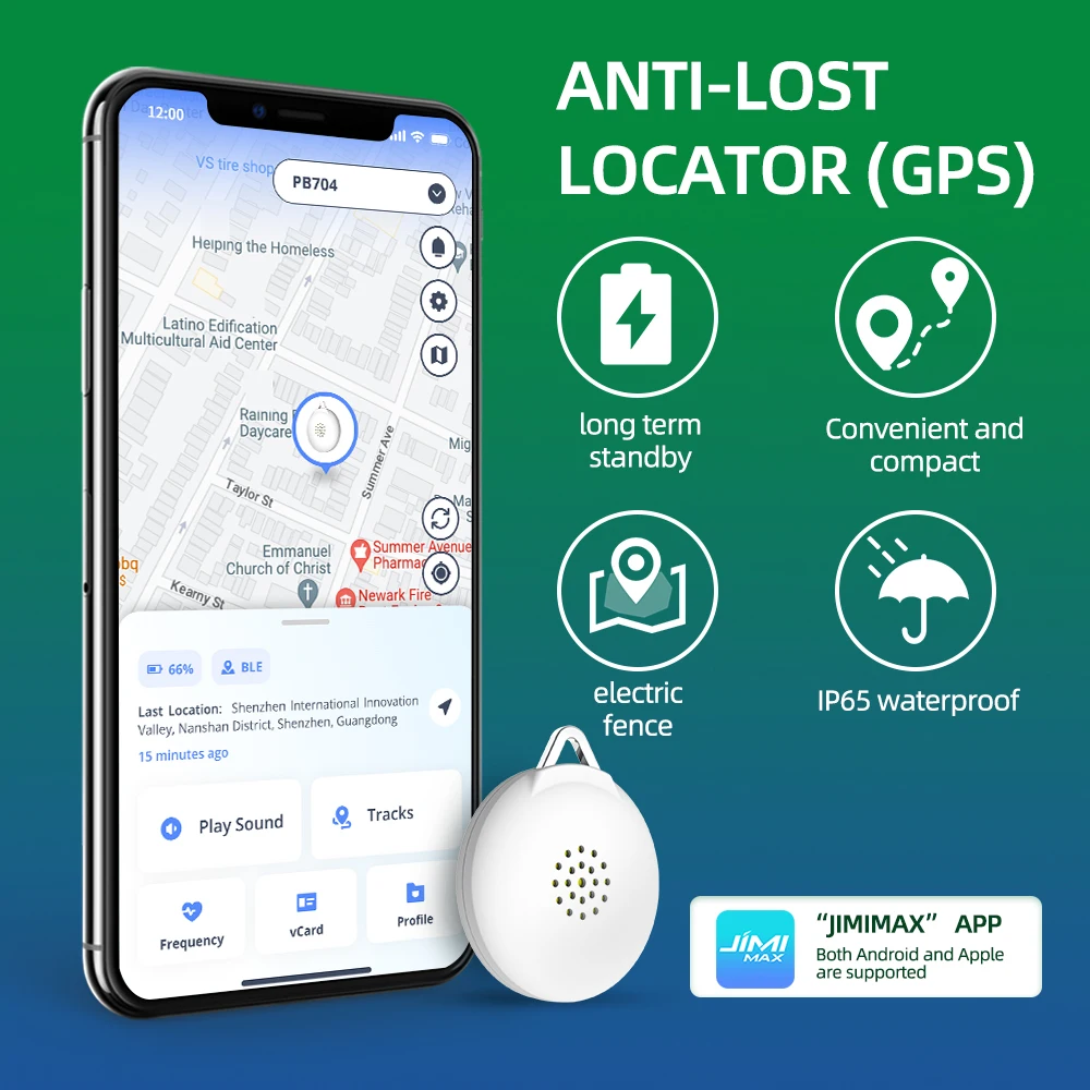 Jimi PB704 Bluetooth Tag GPS Tracker Anti-lose Security Smart Finder Trackers For Apple Find My Key Earbud Luggage With Free APP