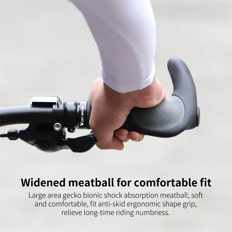 WEST BIKING MTB Bike Grips Anti-slip Shock Absorption Ergonomic Bicycle Handlebar Cover Bar End Plugs Cycling Accessories