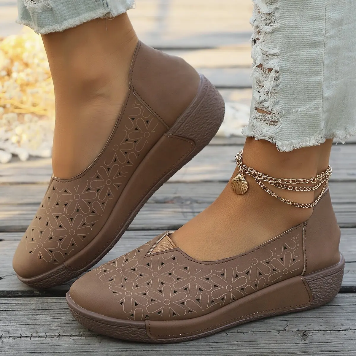 Women Flats Platform Loafers Ladies Genuine Leather Comfort Wedge Moccasins Orthopedic Slip on Casual Shoes 2026 New
