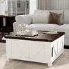 Farmhouse Lift Top Coffee Table with Storage, Wood Square Center Table with Charging Station&USB Ports, Living Room Central Tabl 6