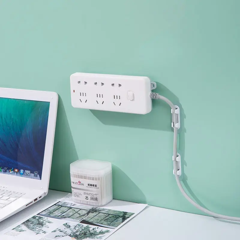 10PCS Cable Wire Holder Hook Wall Adhesive Data Line Organizer Clip Desktop USB Line Hook Tramsparent Cable Plug Line Hook Shelf