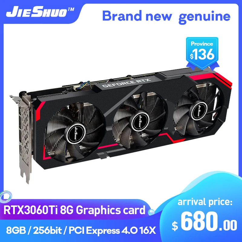 JIESHUO новый графический процессор GPU RTX3060 TI 8G/RTX 3060 12GB графическая карта для