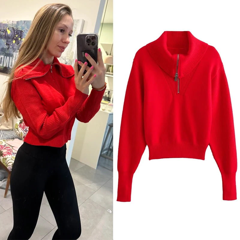 JFAN Jersey Cuello Alto Mujer Invierno Jersey De Punto Manga Larga Casual Pullover Elegante Tops Suéter Mujer(Negro,S
