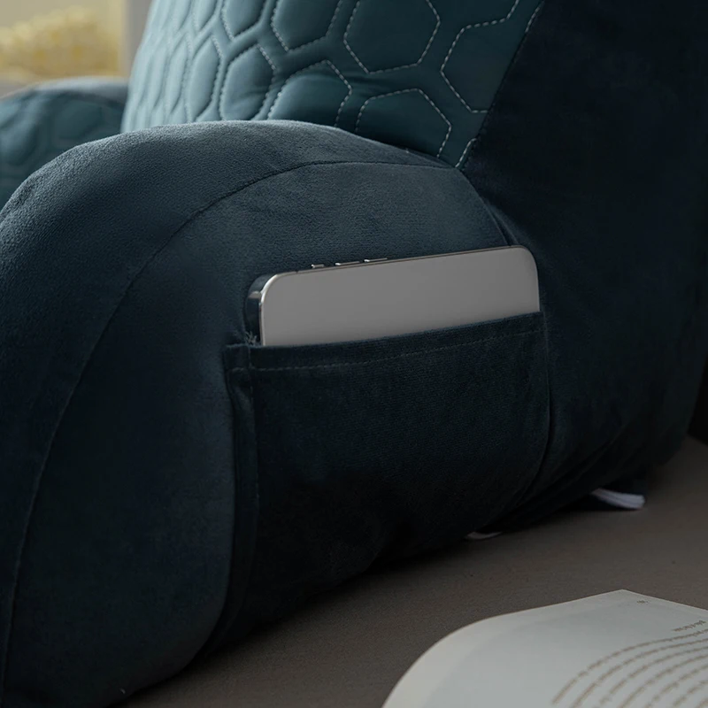 Reading Pillow Standard Bed Pillow, Back Cushion for Sitting Up in Bed with Washable Cover, Chair Arm Pillow with Pockets 6