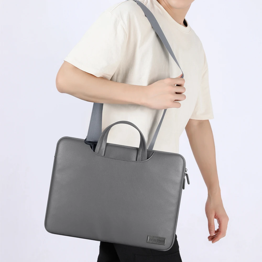 Premium Leather Laptop Handbag – Shockproof Briefcase for Business Professionals