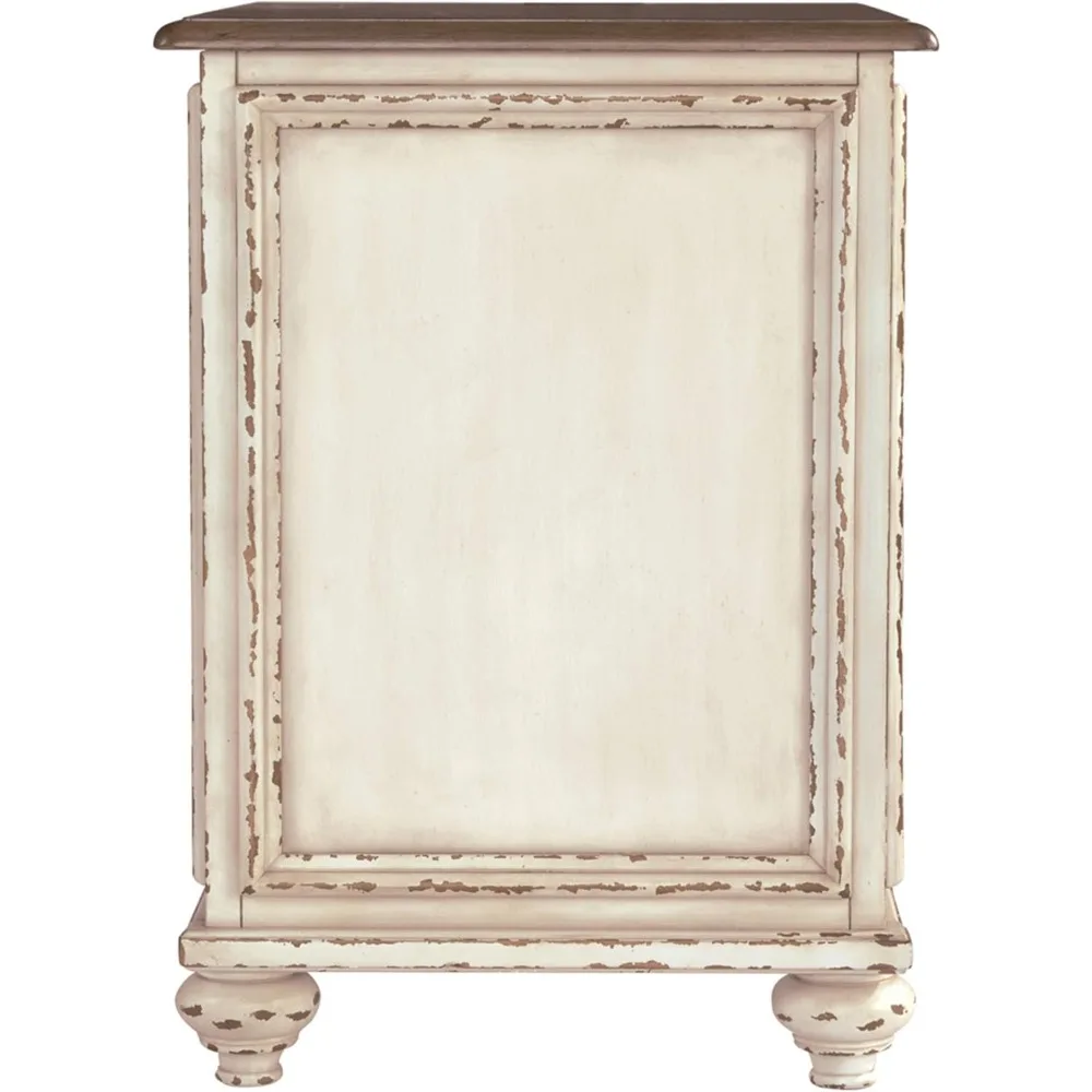 Realyn Chairside End Table, White/Brown Wood 6