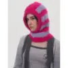 Women Winter Beanie Hats One-Piece Knit Balaclavas Stripes Imitation Mink Velvet Hats Scarf Hat 1