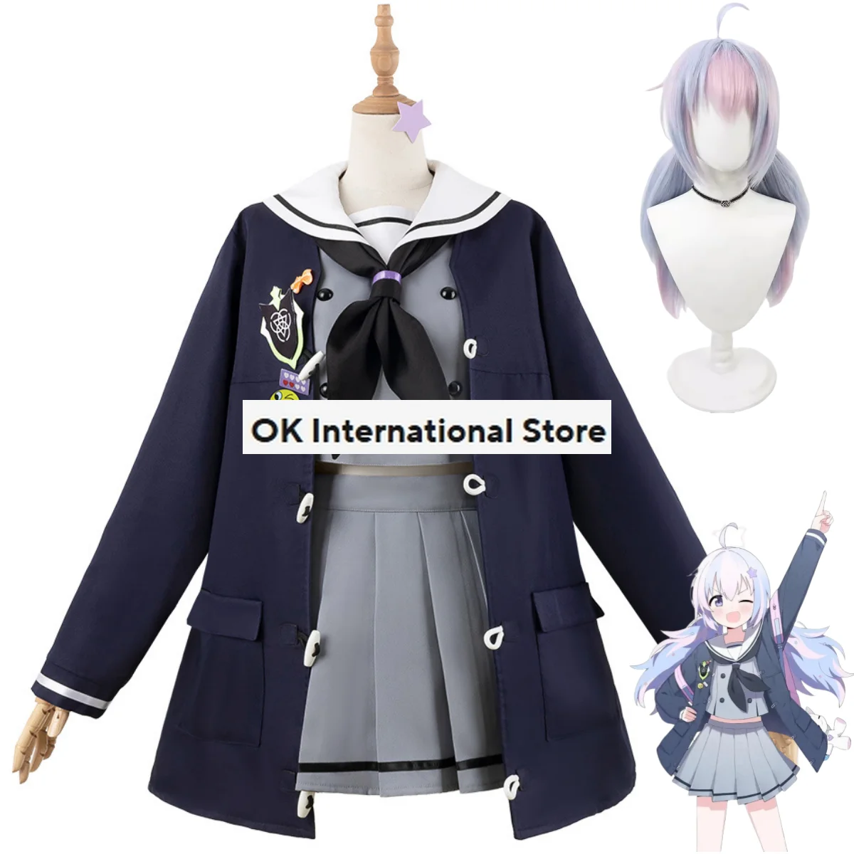 

Game Blue Archive Uzawa Reisa Cosplay Costume Wig Japan South Korea JK School Uniforms Skirt Woman Lovely Campus Sailor Suit