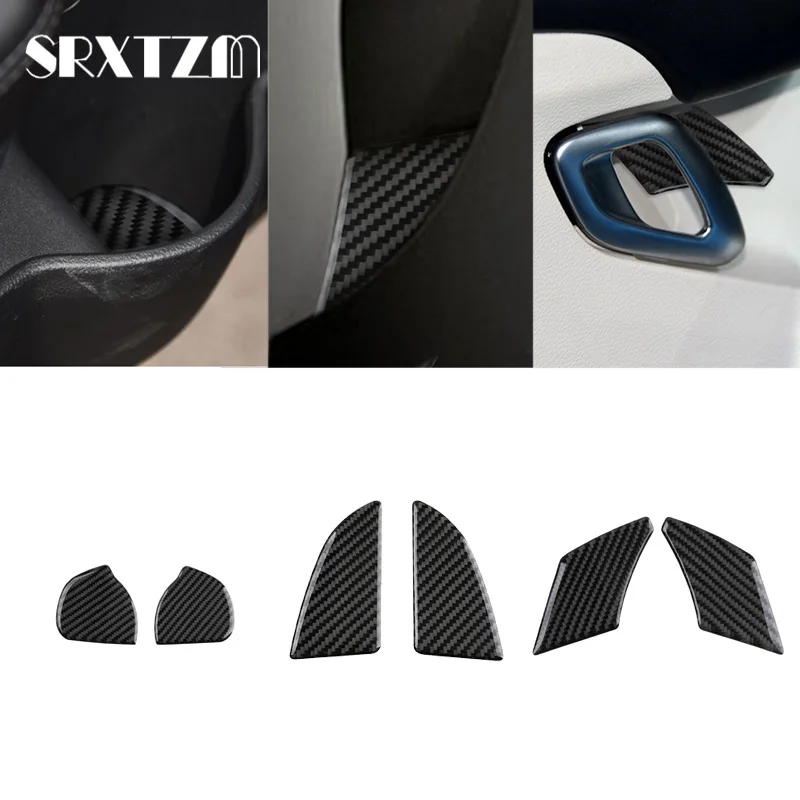 Car Interior Door Storage Slot Handle Bowl Trim Cover Stickers Carbon Fiber For Dodge Challenger 2015-2020 Accessories