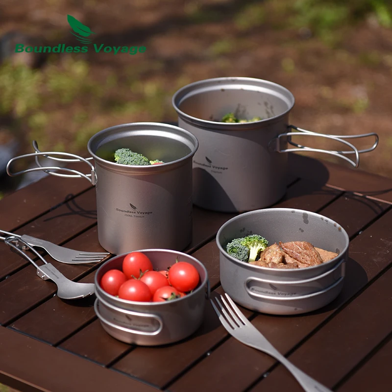 Large 2-Piece Titanium Camping Cookware Set With Hanger