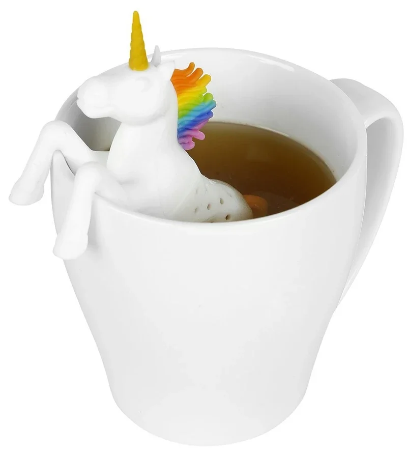 1 Piece Make Tea Infuser Bags Strainer Teaspoon Filter Unicorn Shape Holder Drinkware Kitchen Silicone Rubber Organizer Diffuser Tea Infuser Tea Strainer Tea Filter