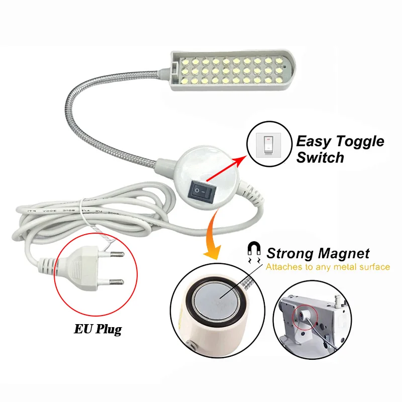 Portable LED Sewing Machine Light with Flexible Gooseneck