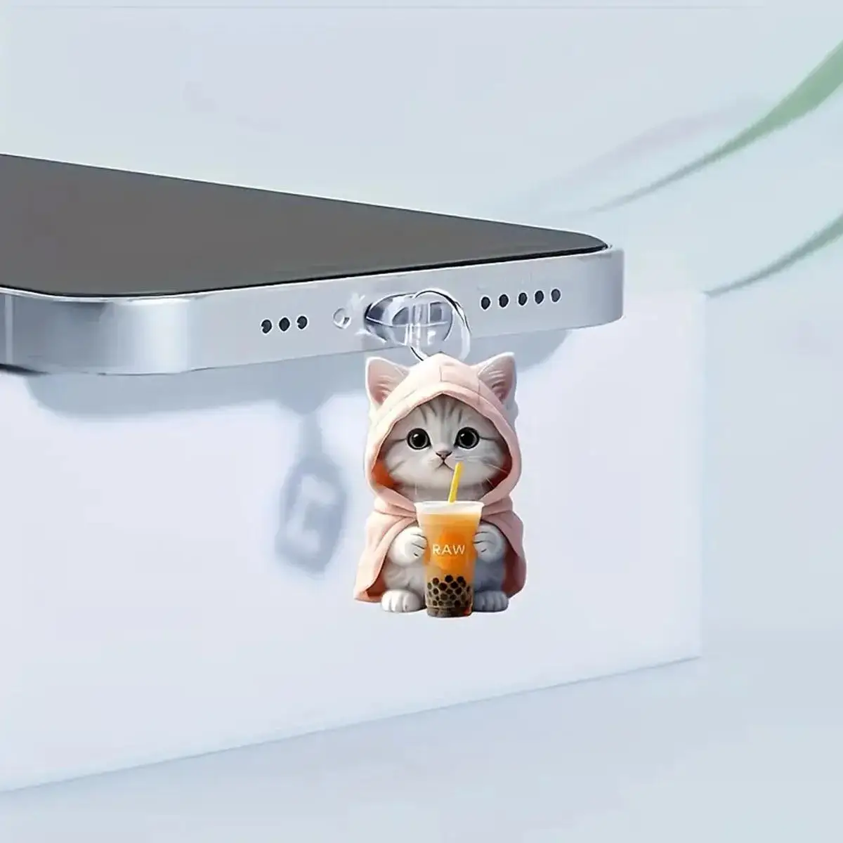 귀여운 고양이 모양 범용 먼지 방지 플러그, 휴대폰 충전 포트 장 걸이형 먼지 방지 플러그, 아이폰, 화웨이, 타입C 인터페이스 액세서리