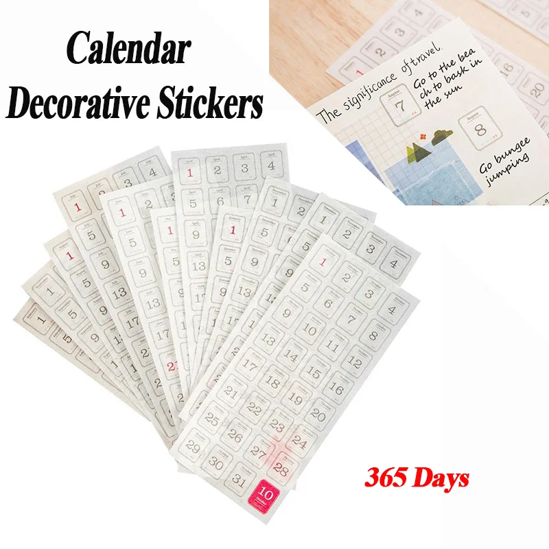 Paper Calendar Decorative Stickers for Journal Planner