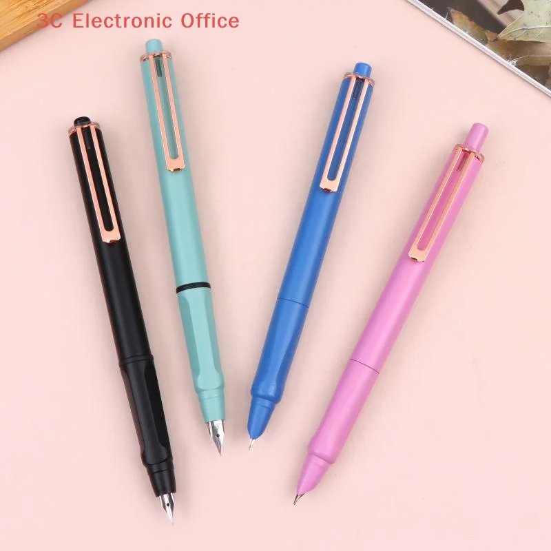 접이식 프레스형 만년필 컬러펜 바디 노치드 잉크펜 서예 연습용 교체 가능 잉크 필기펜