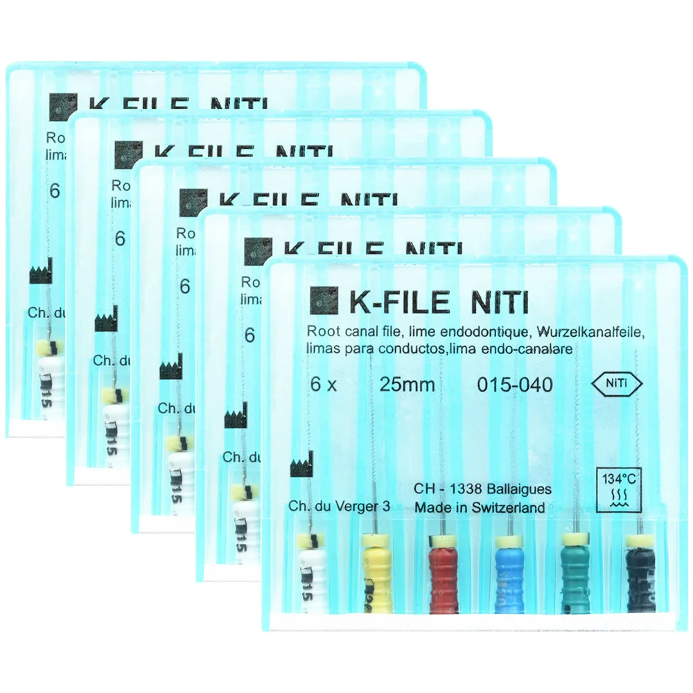 5 Packs Dental K-FILE NiTi Flexible 21/25mm Endo Root Canal K Files Hand Use Endodontic Nickel Titanium Dentitstry Products