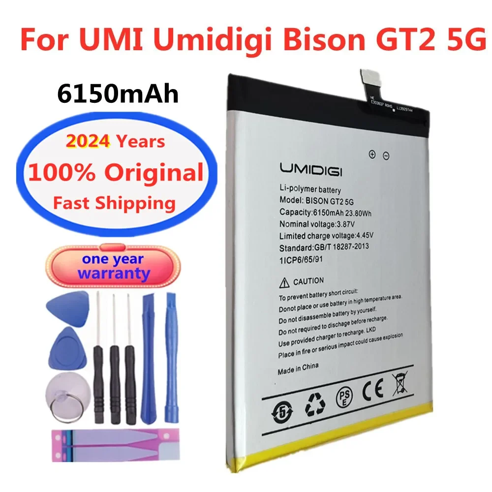 

2024 Years 6150mAh 100% Original Battery For UMI Umidigi Bison GT2 5G Phone Battery Bateria In Stock Tracking Number + Tools