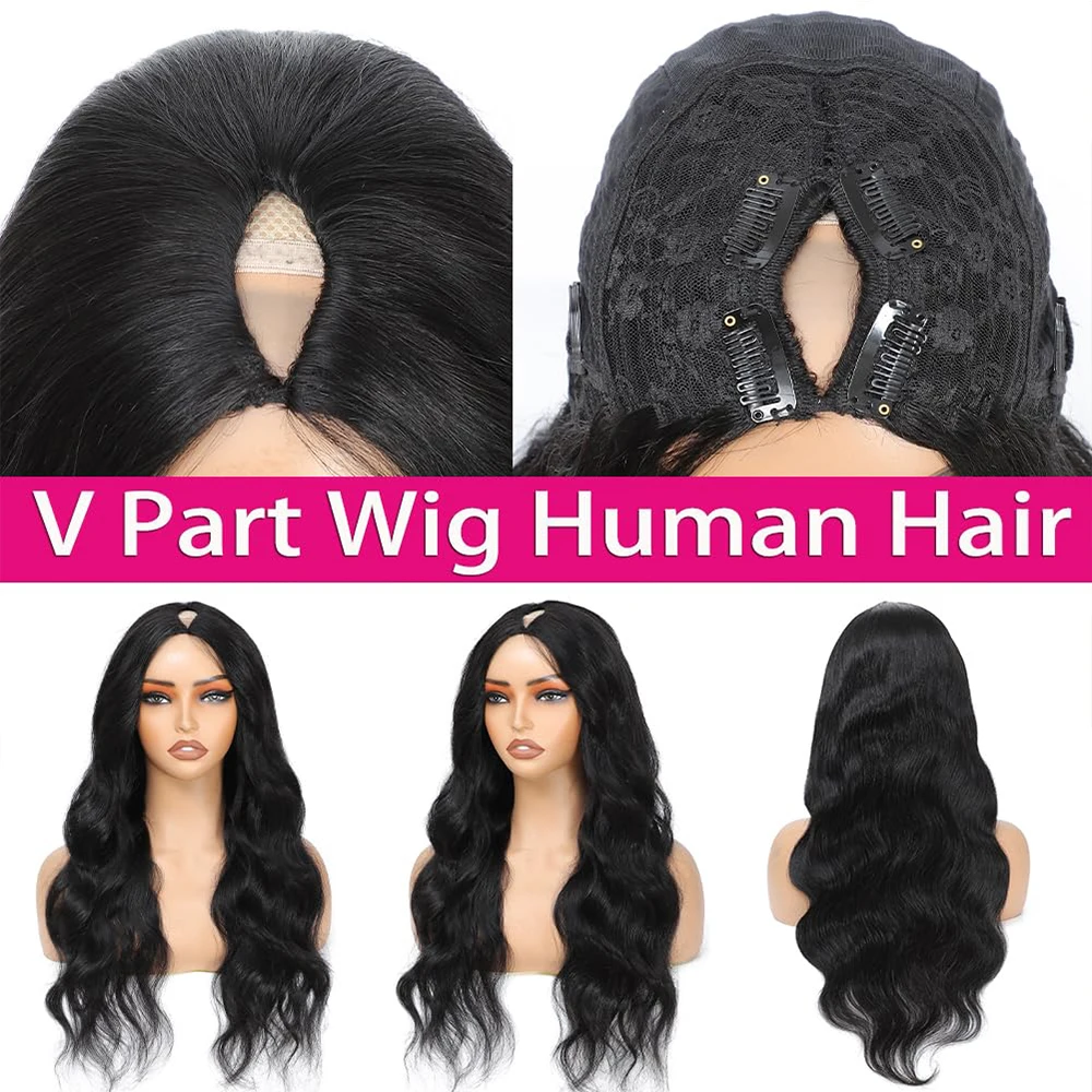 Body Wave V Part Wig Human Hair 36 Inches 250 Density Remy Glueless Half Wig Human Hair Wig Glueless Wig Human Hair Redy To Wear