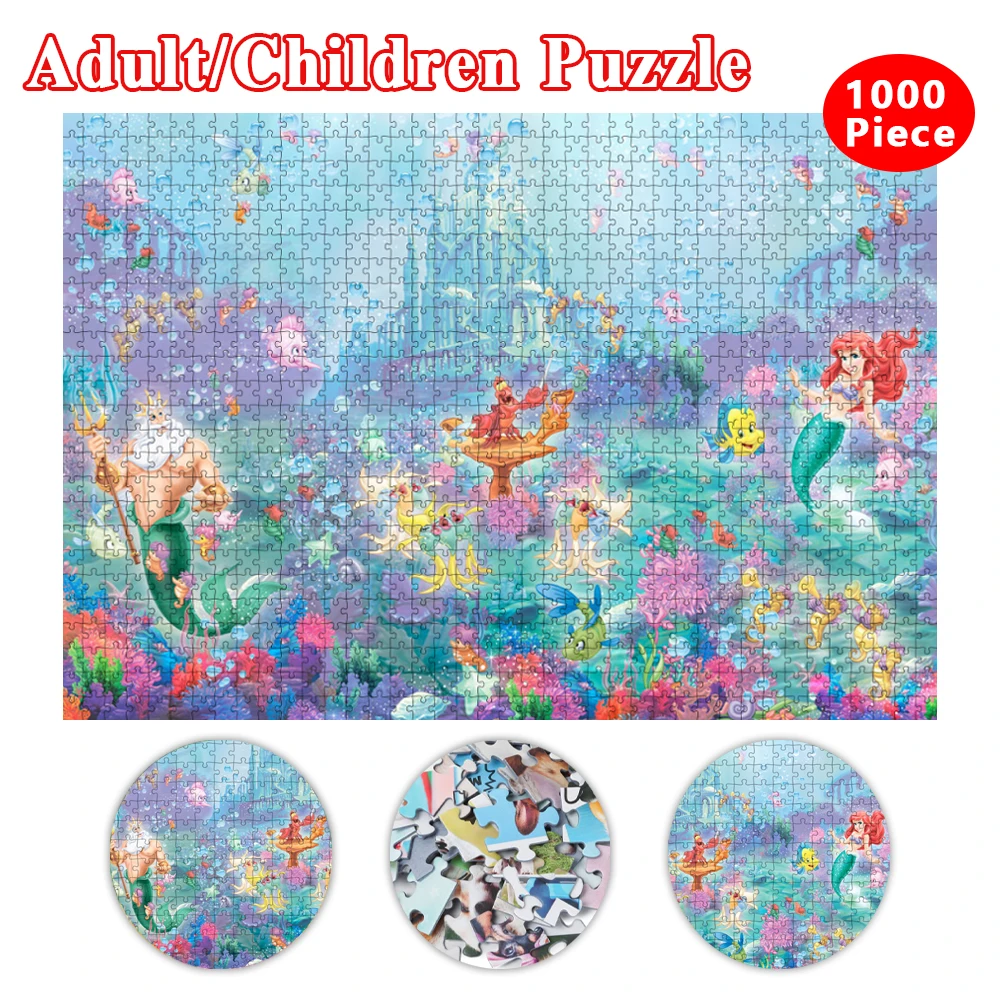 

The Little Mermaid Jigsaw Puzzles 1000 Pieces for Adults Paper Assembling Picture Disney Princess Ariel Puzzles Educational Toys
