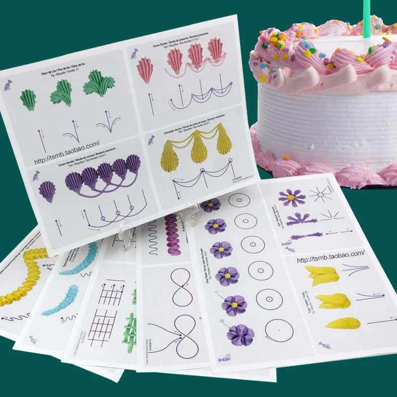 23pcs/set Cake Icing Piping DIY Practice Drawing Board Template