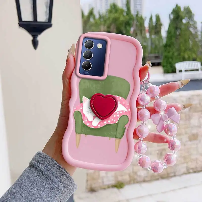 3-Piece Lazy Cat Phone Case Set with Lanyard and Stand