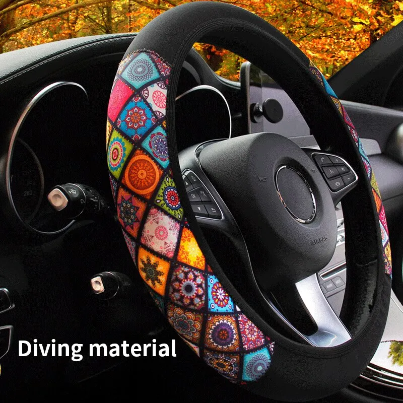 Steering Wheel Cover No Inner Ring Diving Material Elastic for Car