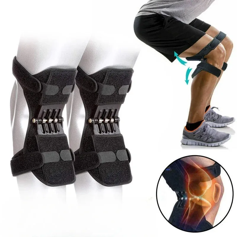 Knee Booster 1 Pair Support Knee Pads Breathable Non-slip Lift Pain Relief For Knee Power Spring Force Stabilizer 5
