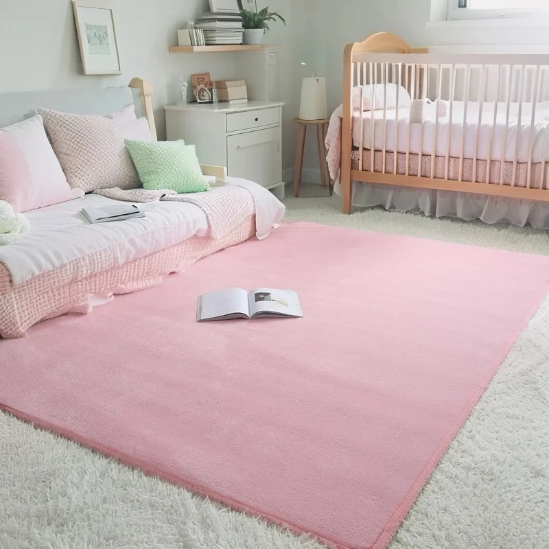 Pink Coral Velvet Carpet Living Room Short Plush Rug Bedroom Floor Mat Home Decor Rug Kids Room Carpet Silent Moisture-proof Plush Rug Kids Carpet Floor Mat Plush Carpet Decorative Carpet Coral Velvet Rug