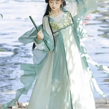 Jade Women's Han Chinese Clothing Small Diexian Chest-High Dress Elements Hanfu Daily