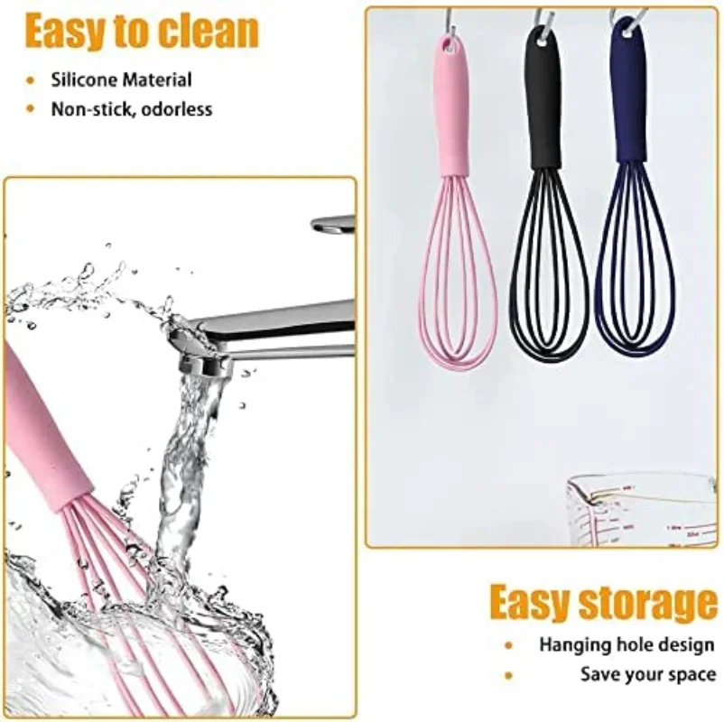 Kitchen Silicone Whisk Non-Slip Egg Beater Milk Frother Kitchen Utensil 17x4cm Silicone Egg Beater Tool Easy To Clean milk frother egg beater