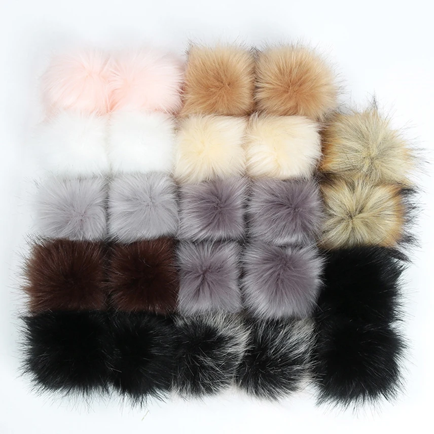 

12Pcs 8cm False Fur Pompom for Hats Artificial Fur Pom Poms for Creativity Faux Fur for Needlework Diy Accessories Knitting