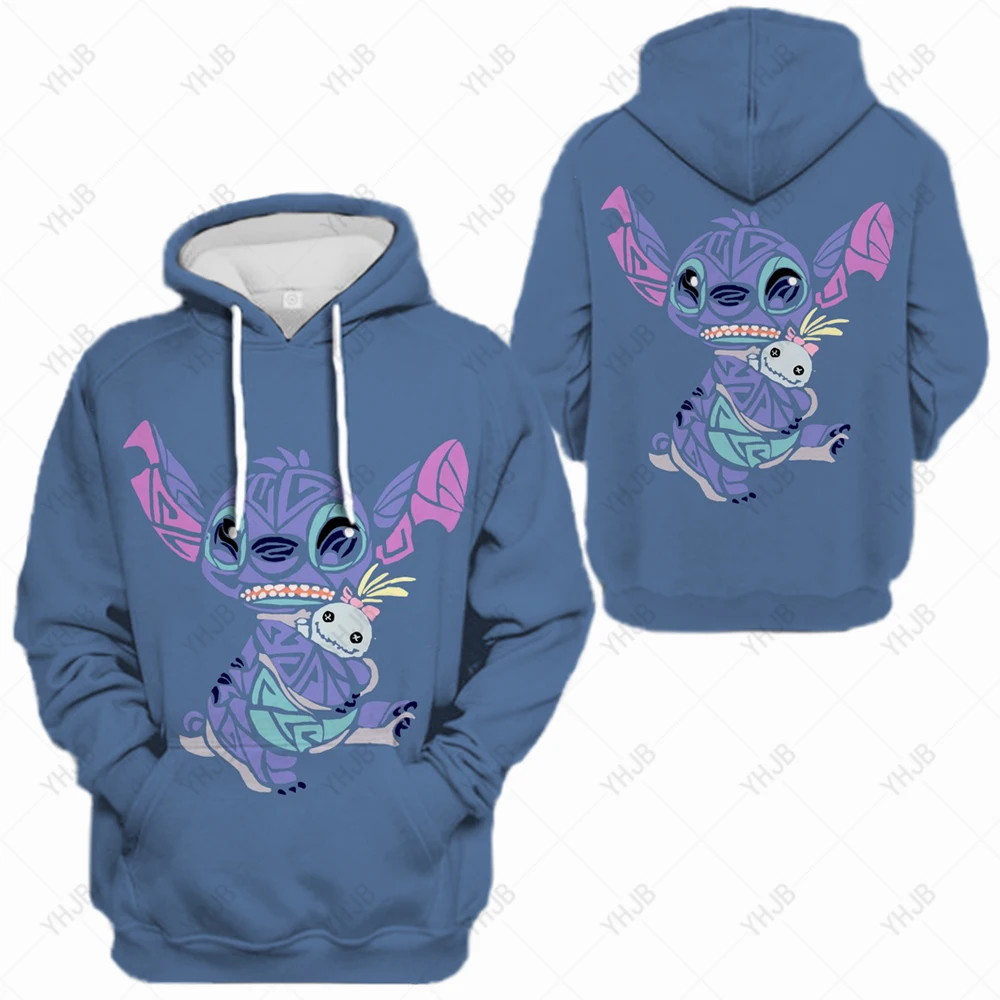 

90s Disney Lilo Stitch Funny Cartoon Winter Hoodies Women Harajuku Cute Stitch Anime Sweatshirt Manga Streetwear Hoody Female