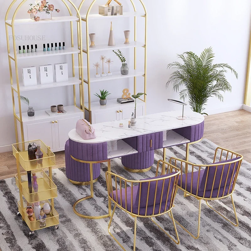 Modern Marble Nail Table Creative Professional Manicure Table Chair Set Modern Minimalism Designer Single Double Manicure Tables