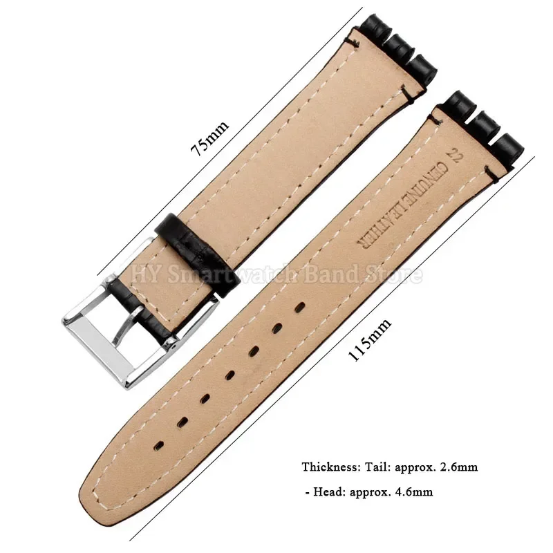 Premium Leather Watch Strap - 17mm/19mm, Multiple Colors, Waterproof, Unisex
