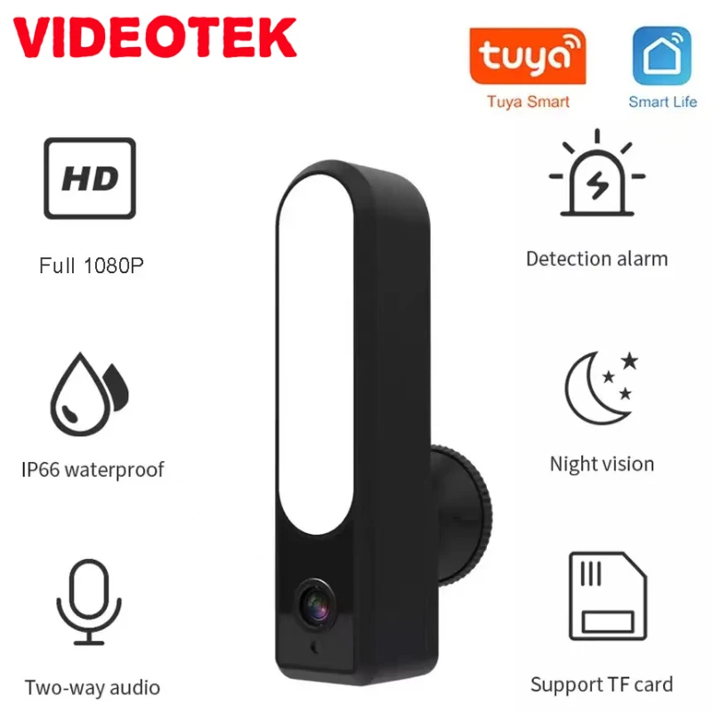 VIDEOTEK Tuya Courtyard Floodlight Camera Outdoor 1080PWaterproof WiFi Camera LED Lamp Security Surveillance CCTV IP Camera