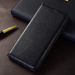 Litchi Genuine Leather Flip Phone Case Cover for Poco F1 (Black)