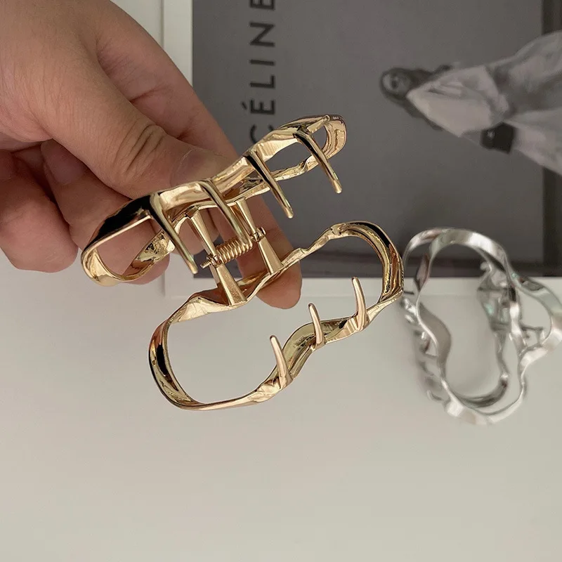 VANIKA Frau flüssige unregelmäßige Haarnadeln Punk-Stil Metall Haarklammern Pferdeschwanz Klaue Clip minimalistischen Stil Haarspange FÜR MÄDCHEN Tiara – Detail 12
