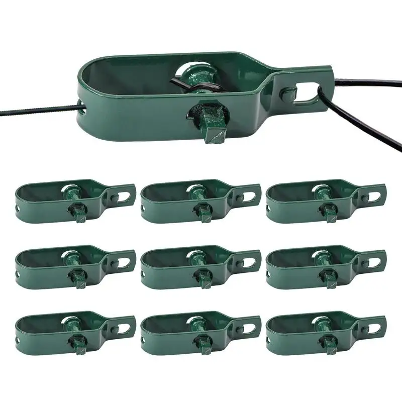 

10pcs Metal Wire Tightener Green Coating Steel Wire Rope Tensioner Metal Cable Tensioner Tool Heavy Duty Wires Tightener tool