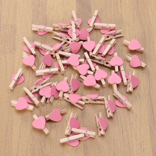 50Pcs Mini Clothes Pins 1.25 Clothespin Game Wedding Baby Shower  Party-Pink