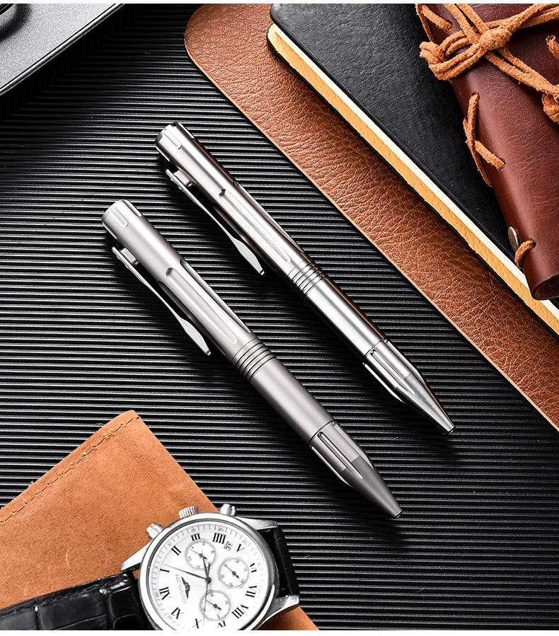 

1 Piece Titanium Alloy Pen Titanium Pocket Clip EDC Ball Point Pen for Office Signature Writing Gift Pen