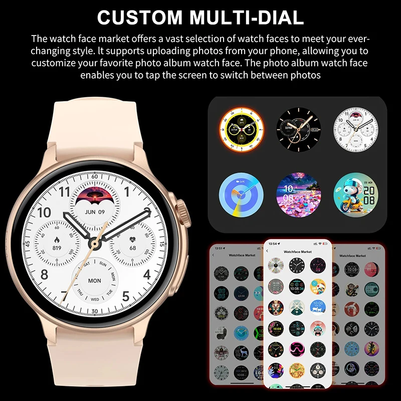 GPS AMOLED Ʈ ġ  ɹڼ ȸ , AMOLED HD ȭ,  ȭ Ʈġ ׻ ǥ, 1.43 ġ 466*466