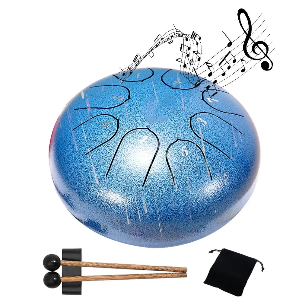6inch 8 Tone Steel Tongue Drum Outdoor Rain Drum For Water Hand Drums With Storage Bag Music Education Yoga Meditation Gift U1i5